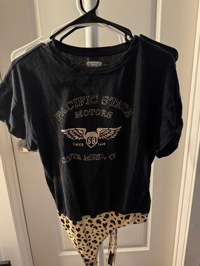 Free People Black Graphic Tee (bodysuit)
